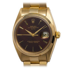 Rolex Yellow Gold Oyster Perpetual Date Custom Dial Wristwatch Ref 1500