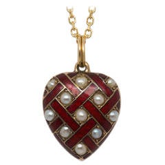 Victorian Enamel Pearl and Gold Locket