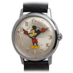 Retro Helbros Stainless Steel Mickey Mouse Wristwatch