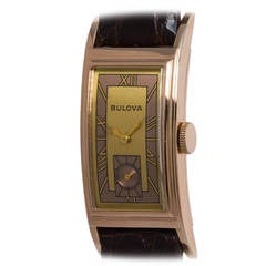 Vintage Bulova Rose Gold Filled Elongated Curvex Style Wristwatch
