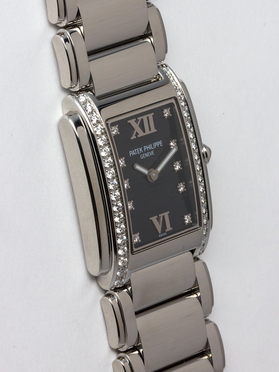 Patek Philippe Stainless Steel and Diamond Set 24 Wristwatch circa 2006