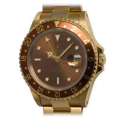 Vintage Rolex Yellow Gold GMT-Master Wristwatch Ref 16718
