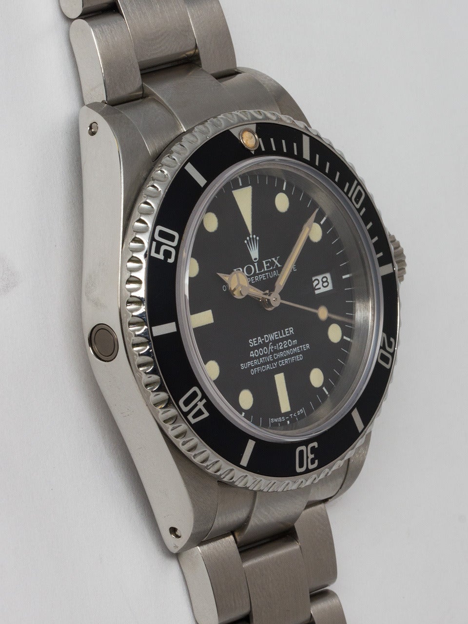 Rolex Stainless Steel Seadweller Wristwatch ref 16660 serial # 7.1 million circa 198. 40mm diameter case with lightly faded bezel insert and nicely aged color 