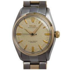 Vintage Rolex Stainless Steel and Yellow Gold Oyster Perpetual Wristwatch Ref 6564