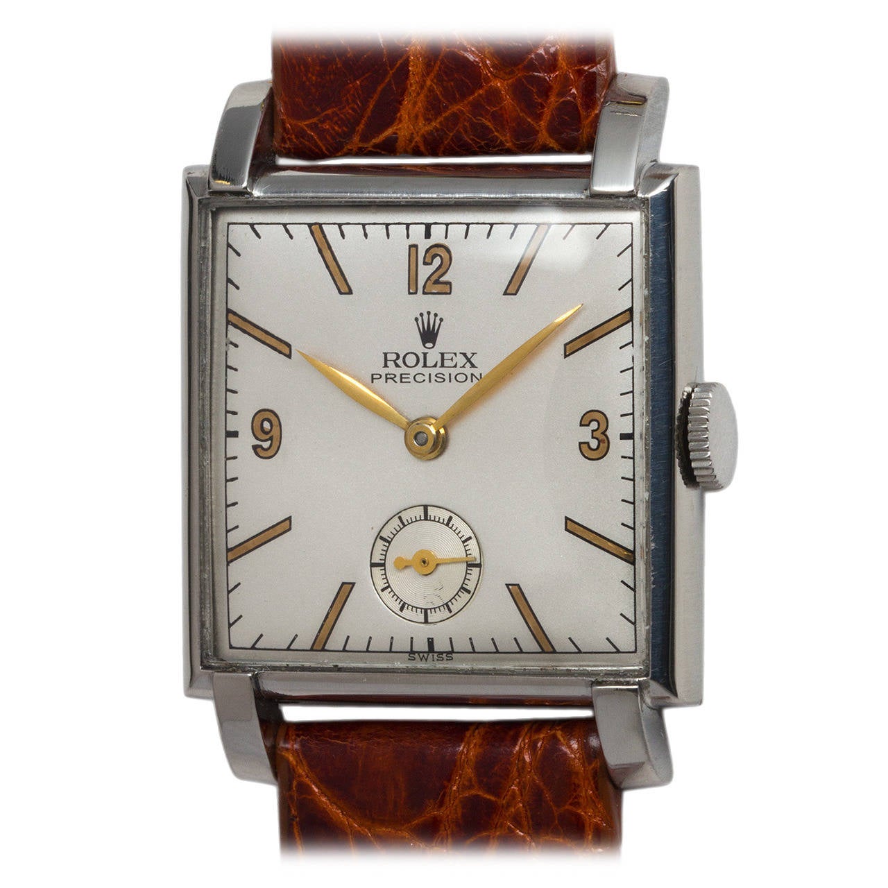 Rolex Stainless Steel Square Dress Wristwatch