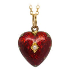 Victorian Era Enamel Gold Heart Locket