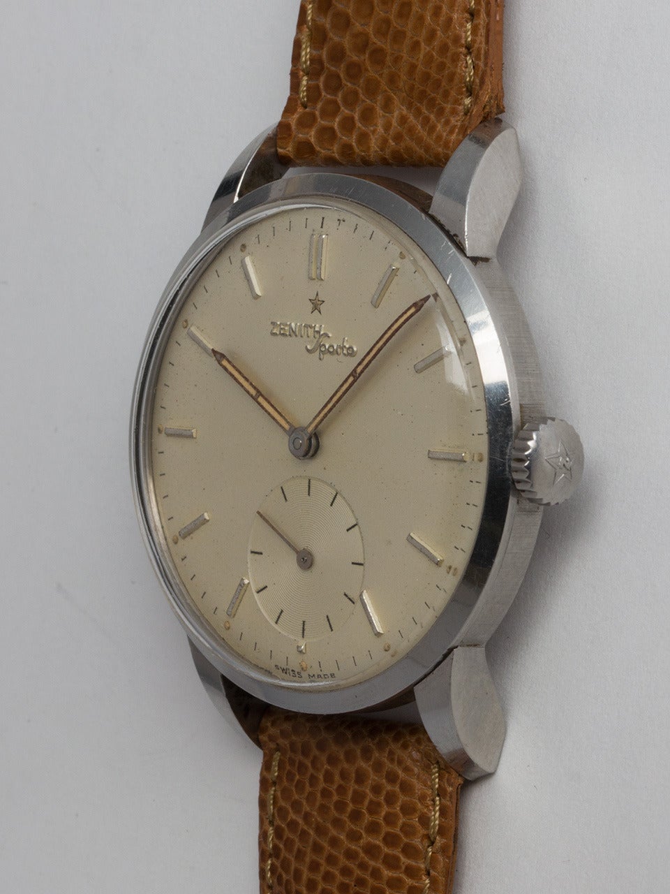 Zenith Stainless Steel Sporto Wristwatch In Good Condition In West Hollywood, CA