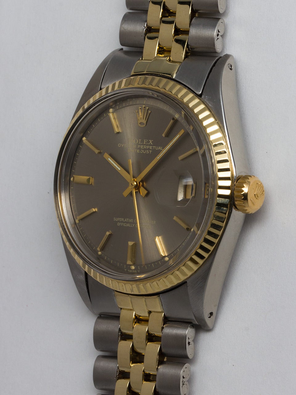Rolex Yellow Gold Stainless Steel Datejust Wristwatch Ref 1601 In Excellent Condition In West Hollywood, CA