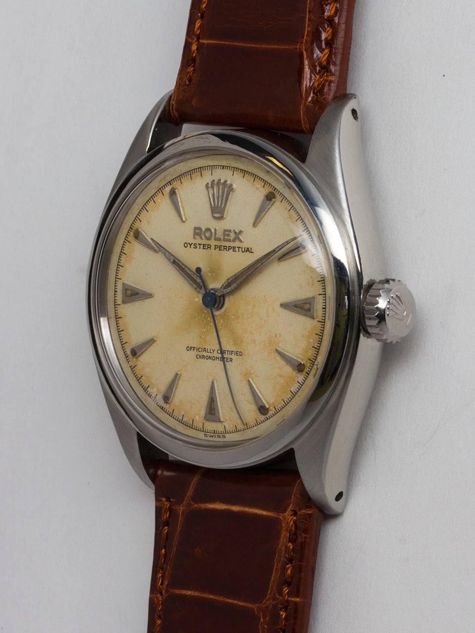Rolex Stainless Steel Oyster Perpetual Wristwatch Ref 6084 In Excellent Condition In West Hollywood, CA