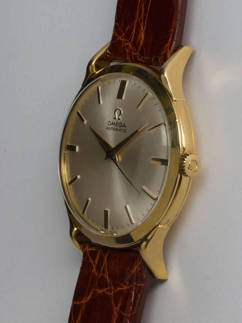 Omega Yellow Gold Automatic Dress Model Wristwatch In Excellent Condition In West Hollywood, CA