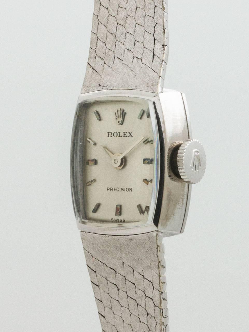 Rolex Lady's White Gold Bracelet Wristwatch In Excellent Condition In West Hollywood, CA
