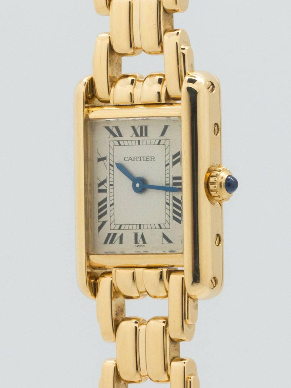 Cartier Lady's Yellow Gold Tank Louis Mini Bracelet Quartz Wristwatch In Good Condition In West Hollywood, CA