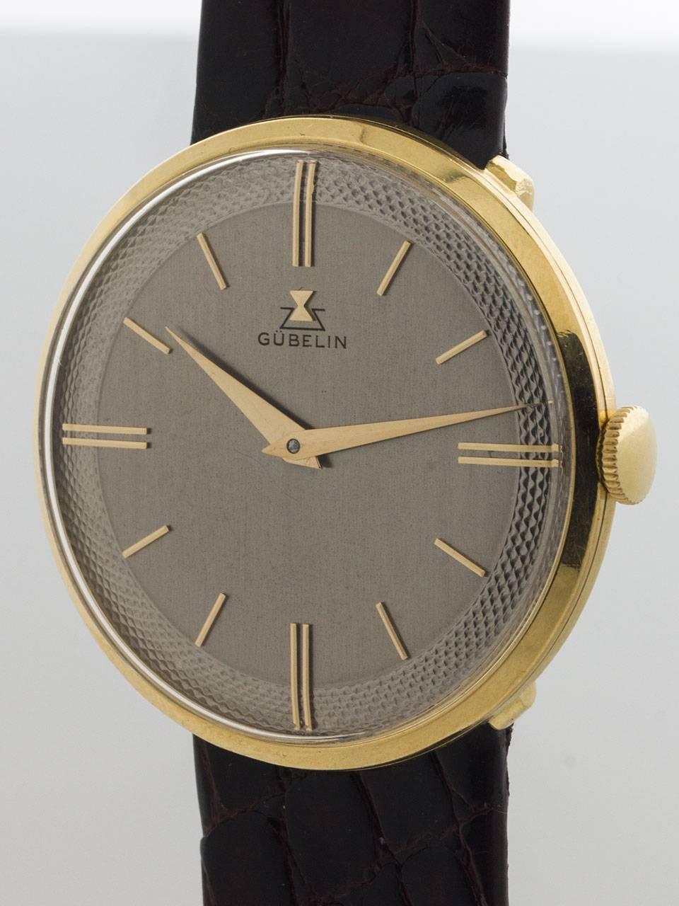 Gubelin Yellow Gold Dress Model Wristwatch  In Excellent Condition In West Hollywood, CA