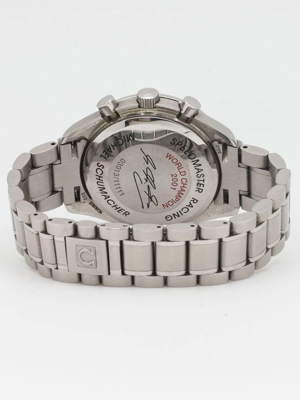 Omega Speedmaster Automatic Racing Michael Schumacher Wristwatch In Excellent Condition For Sale In West Hollywood, CA