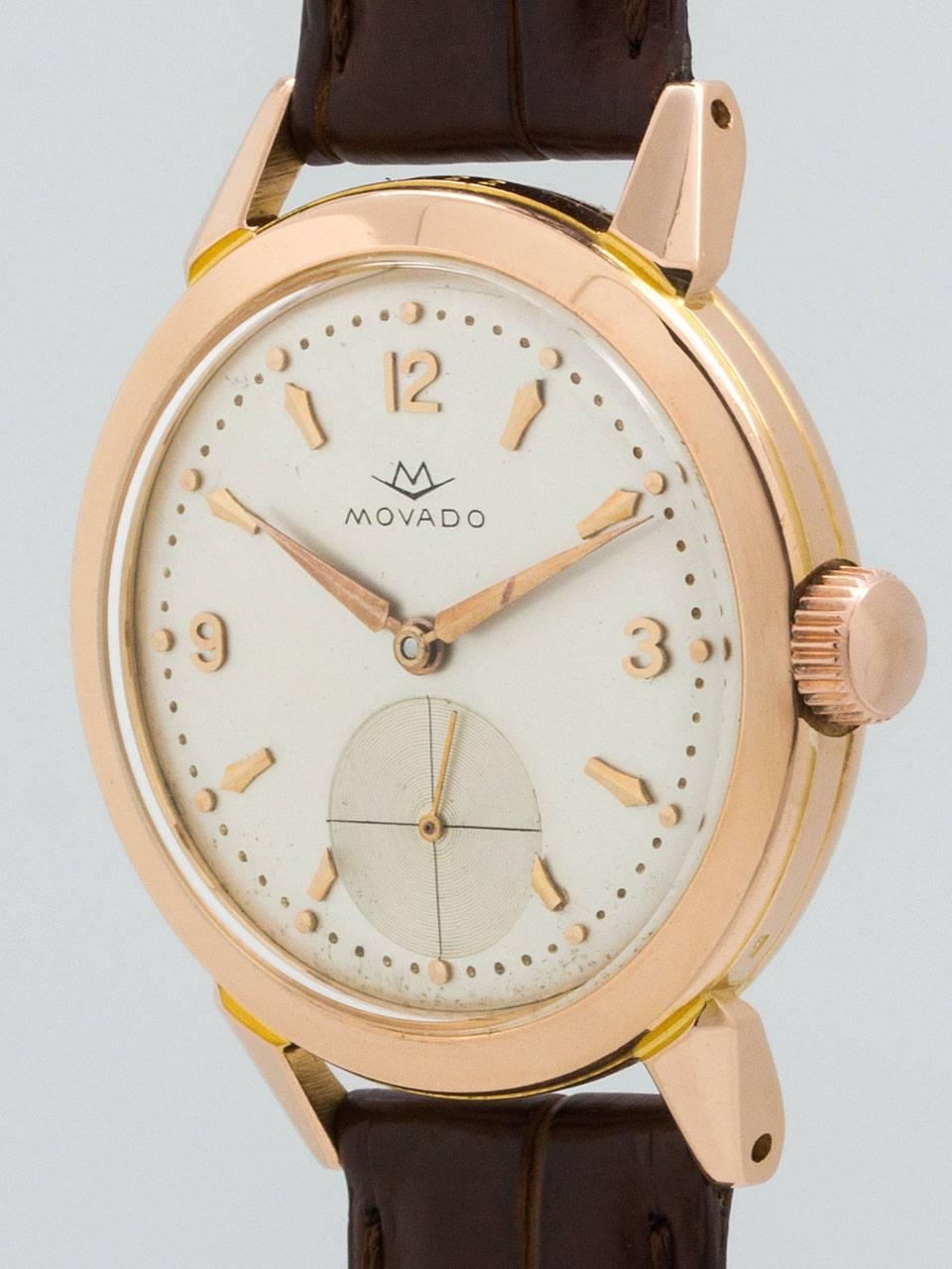 Movado Rose Gold Dress Wristwatch  In Excellent Condition For Sale In West Hollywood, CA