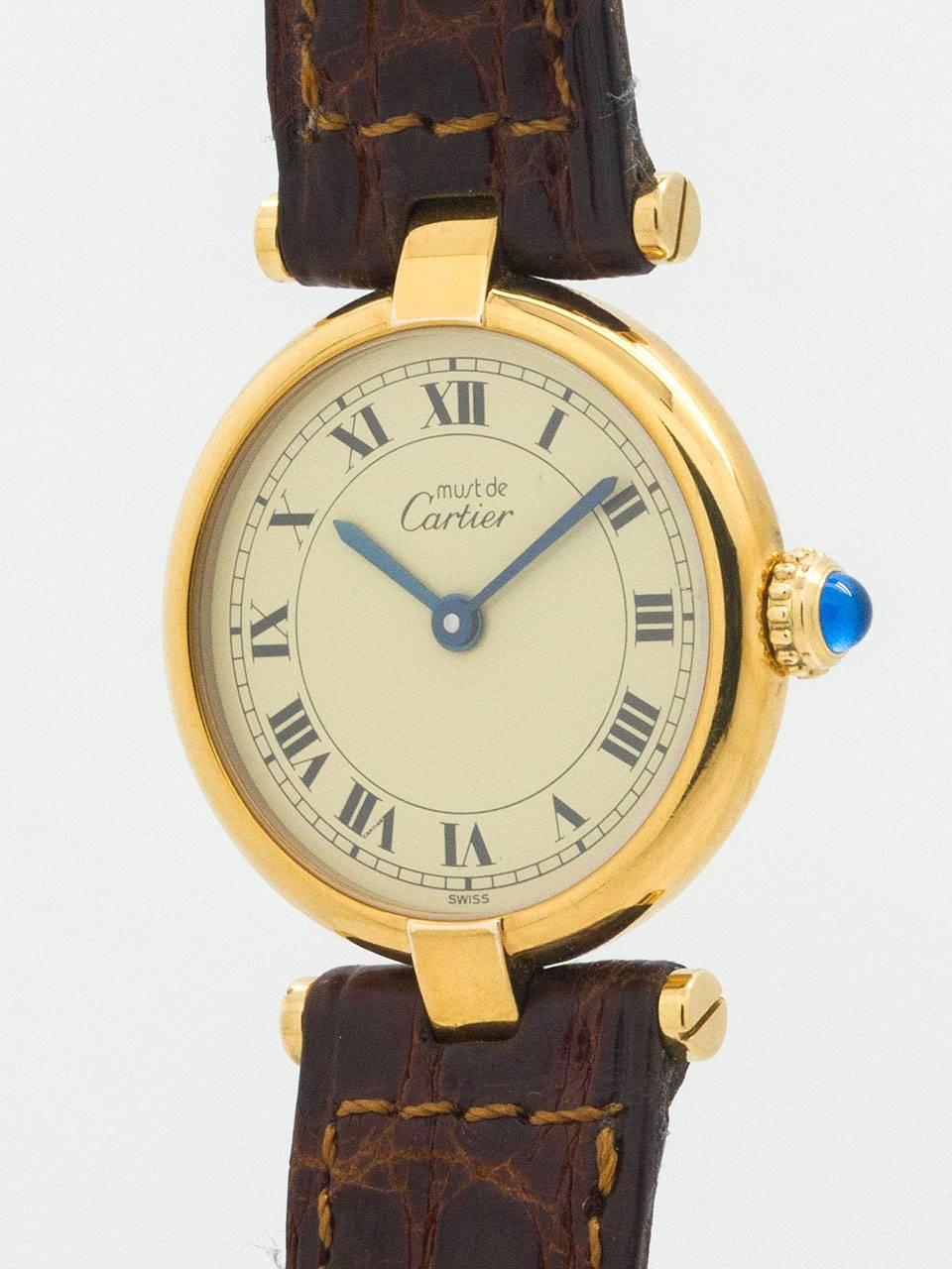 Cartier Lady’s Vermeil Vendome Tank Must de Cartier Quartz Wristwatch In Excellent Condition In West Hollywood, CA
