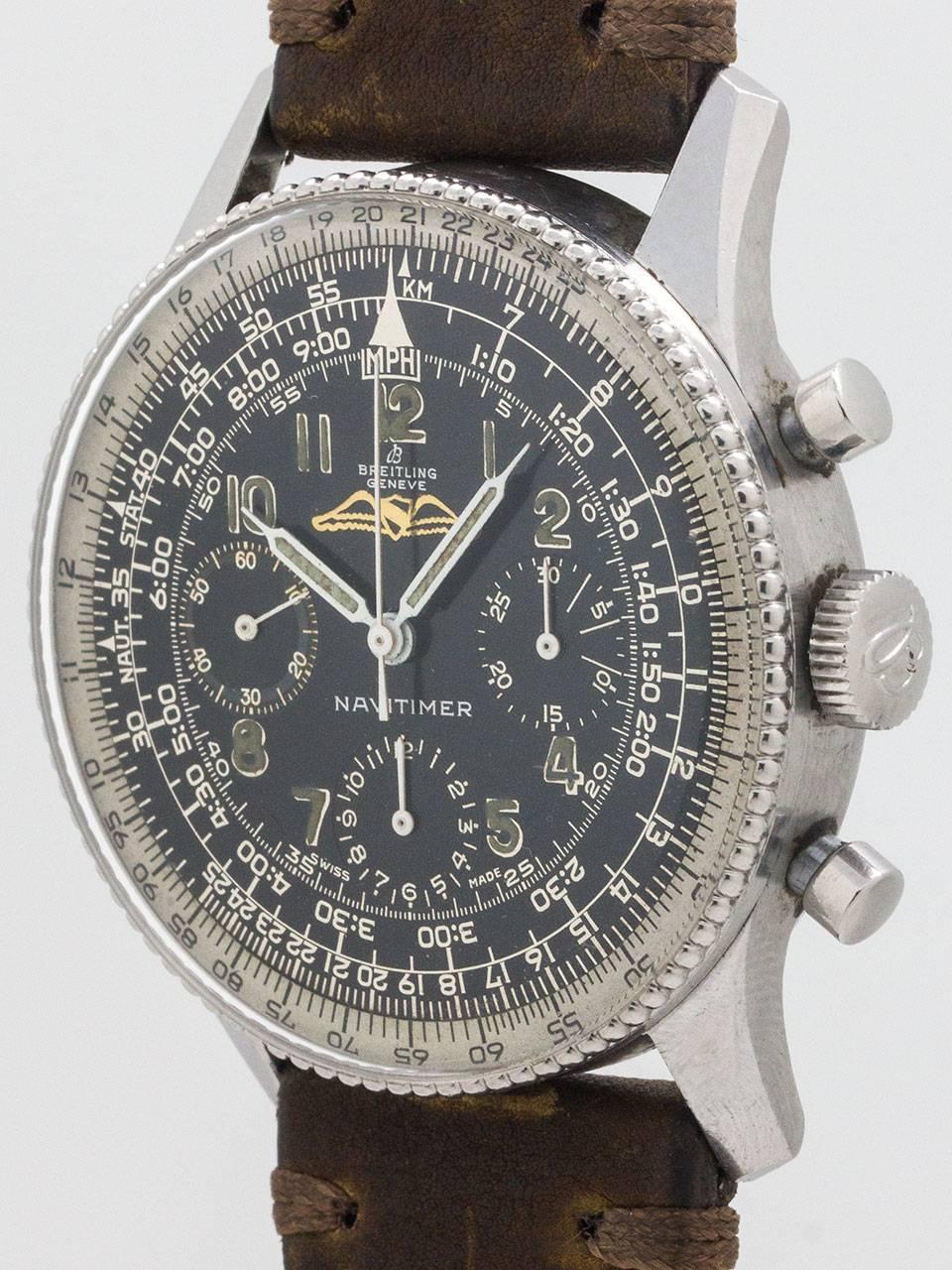 Breitling Stainless Steel Navitimer Wristwatch Ref 806 In Excellent Condition In West Hollywood, CA
