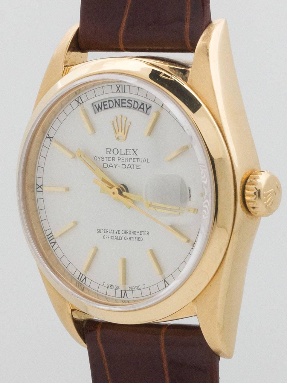 Rolex Yellow Gold Day Date Wristwatch Ref 18038 In Excellent Condition In West Hollywood, CA