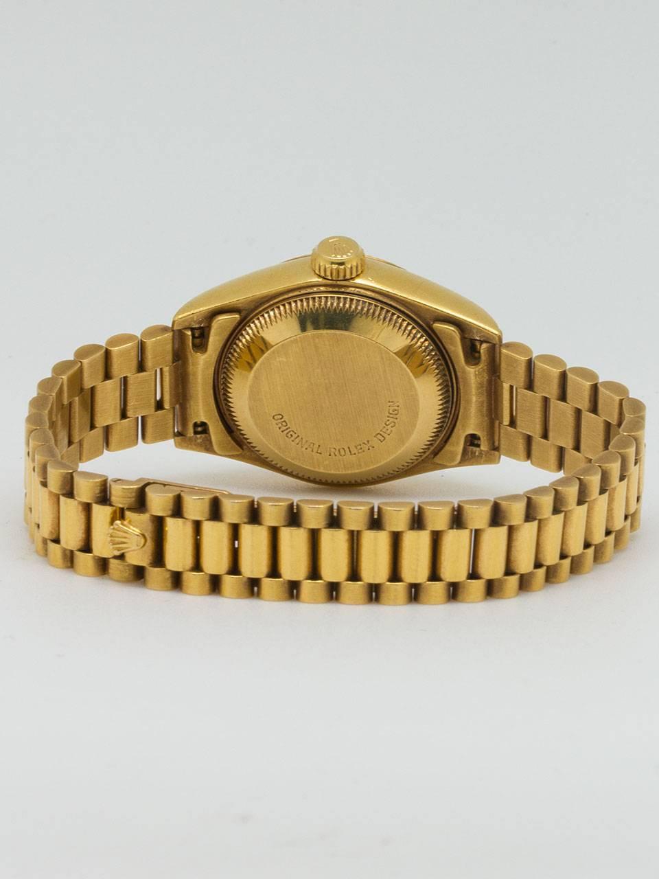 Women's Rolex Yellow Gold Lady Datejust Onyx President Wristwatch Ref 69178 circa 1988