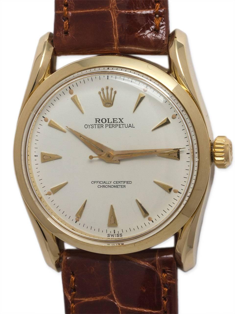 Rolex Yellow Gold Bombe Wristwatch Ref 6292 circa 1953