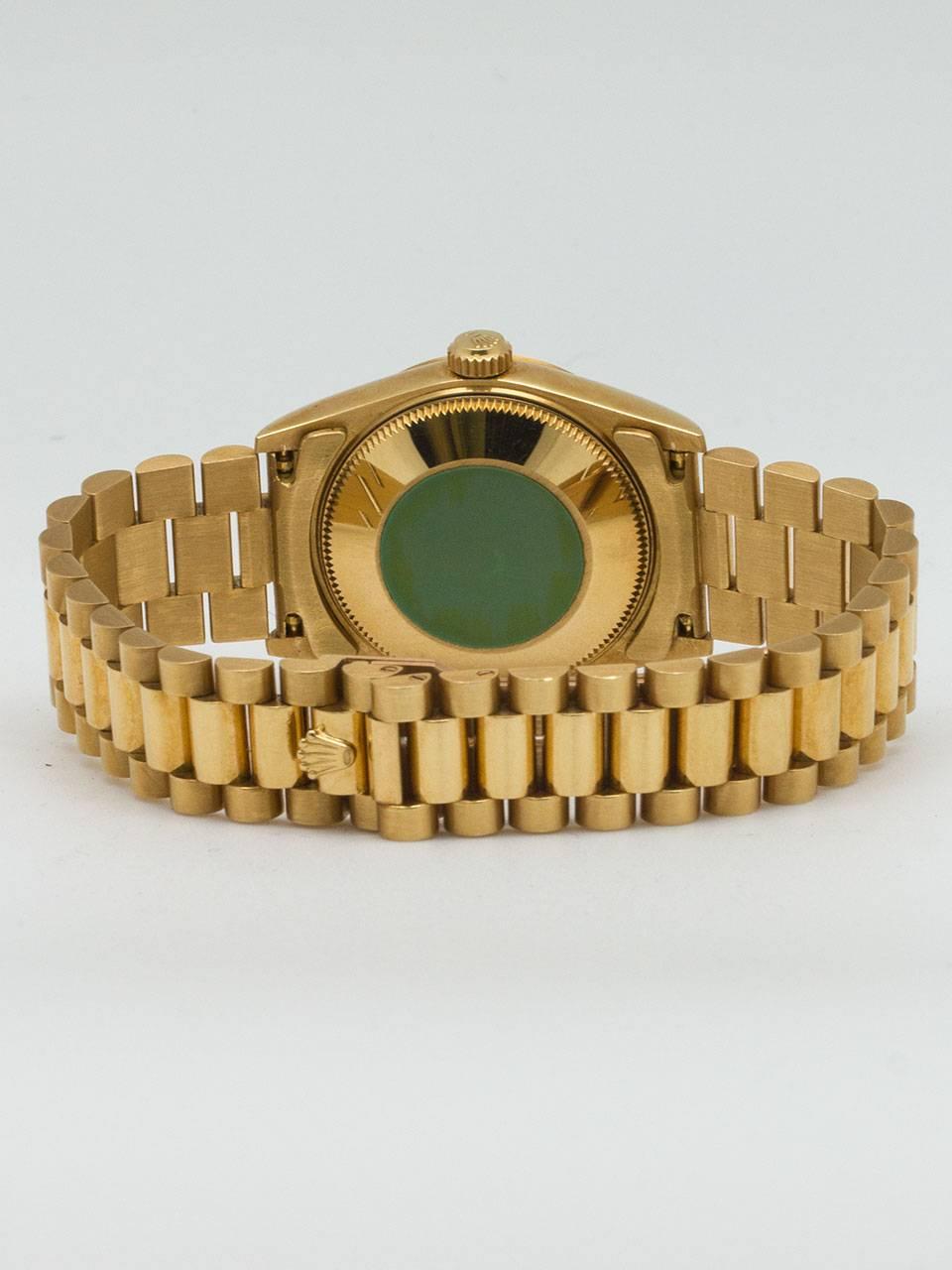 Women's Rolex Yellow Gold Midsize Datejust  President Wristwatch Ref 68278 circa 1987
