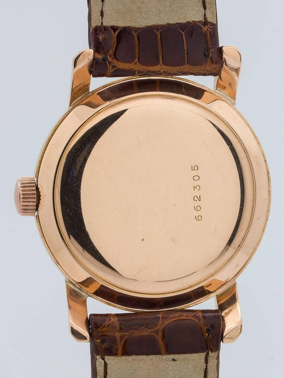 Women's or Men's Ulysee Nardin 18K Rose Gold Automatic Dress Wristwatch circa 1950s For Sale