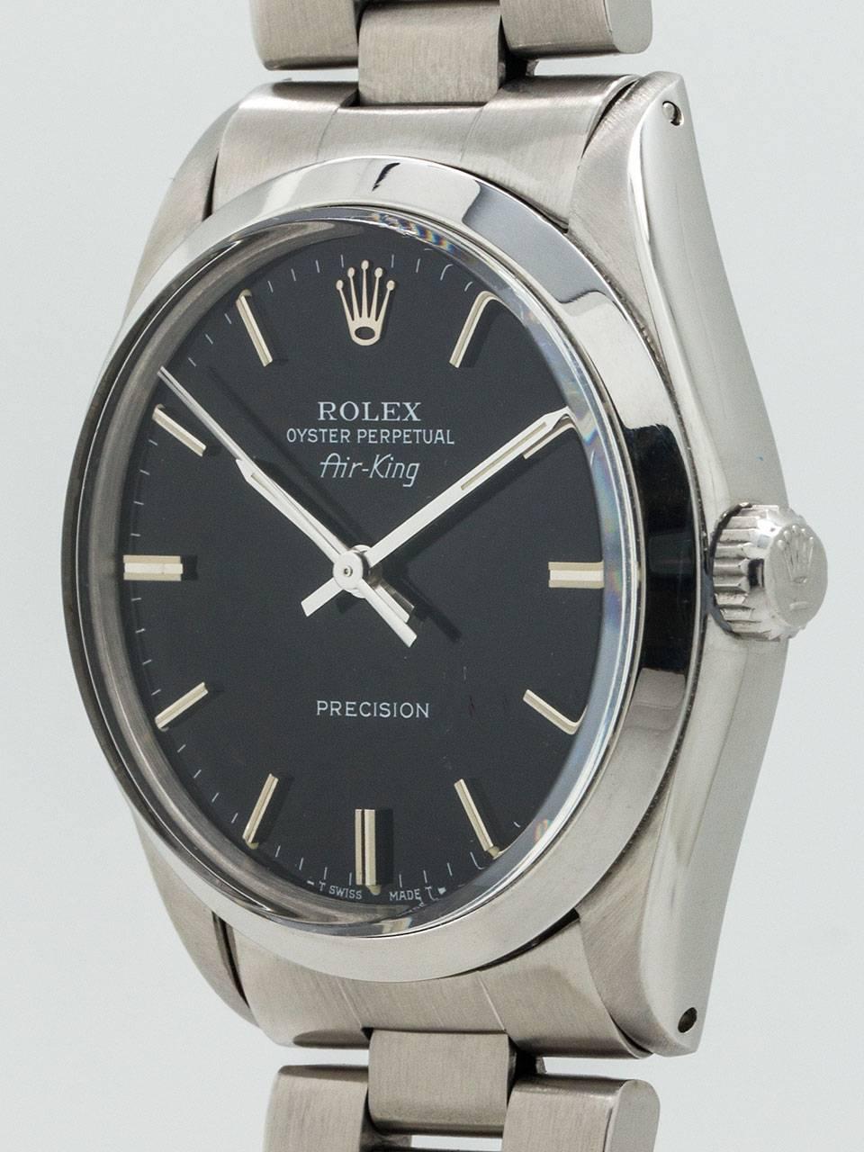 Rolex Stainless Steel Oyster Perpetual Airking Wristwatch ref 5500 In Excellent Condition In West Hollywood, CA