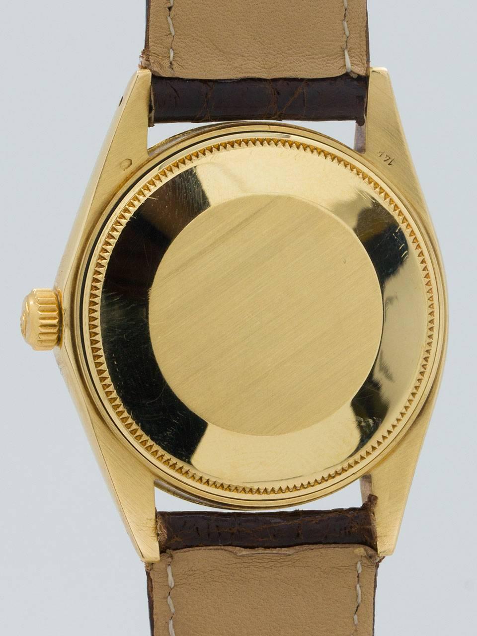 Women's or Men's Rolex Yellow Gold Oyster Perpetual Date Wristwatch ref 1503 Custom Dial