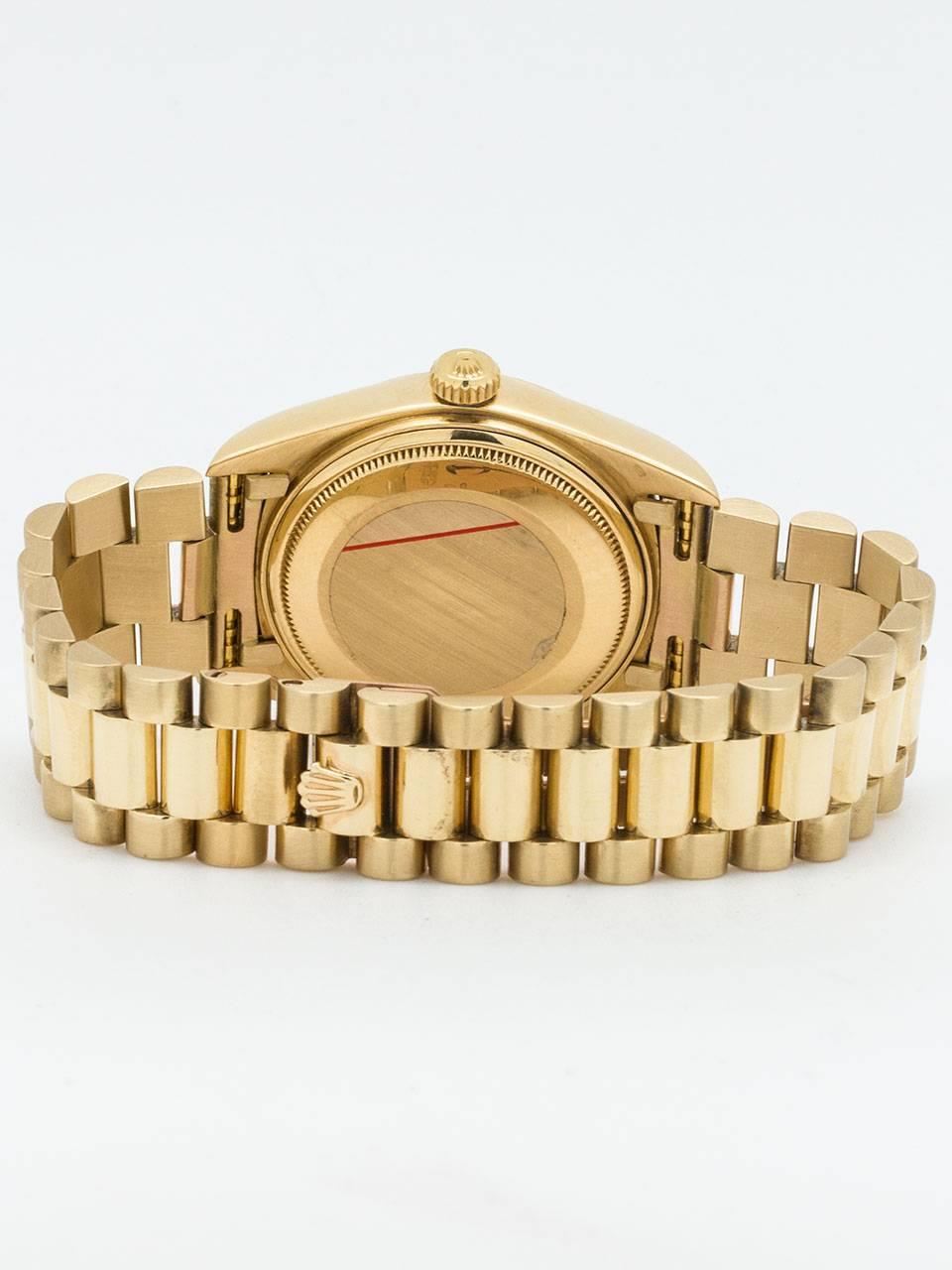 Women's or Men's Rolex Yellow Gold President Wristwatch ref 18038 Custom Color Dial circa 1978