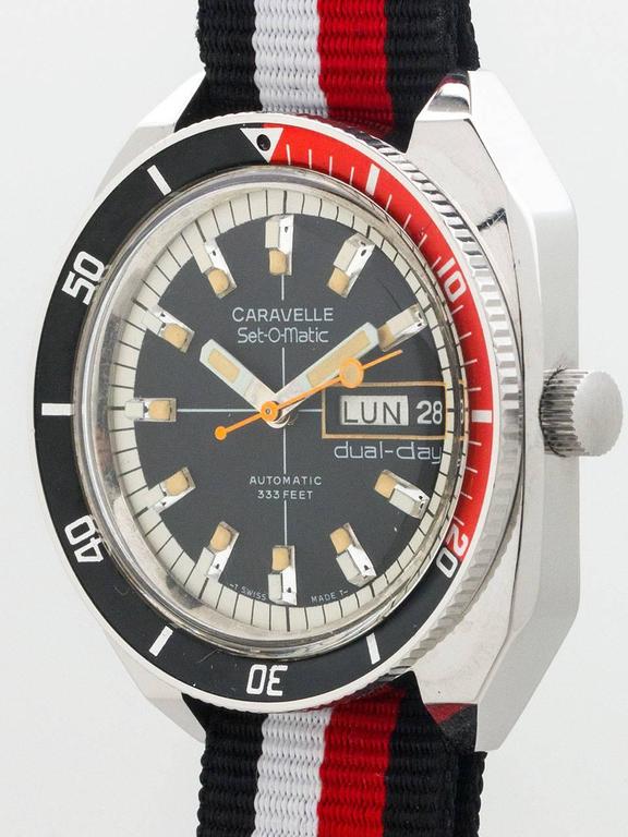 Bulova Caravelle Set-O-Matic Automatic Diver’s Dual Date Wristwatch ...