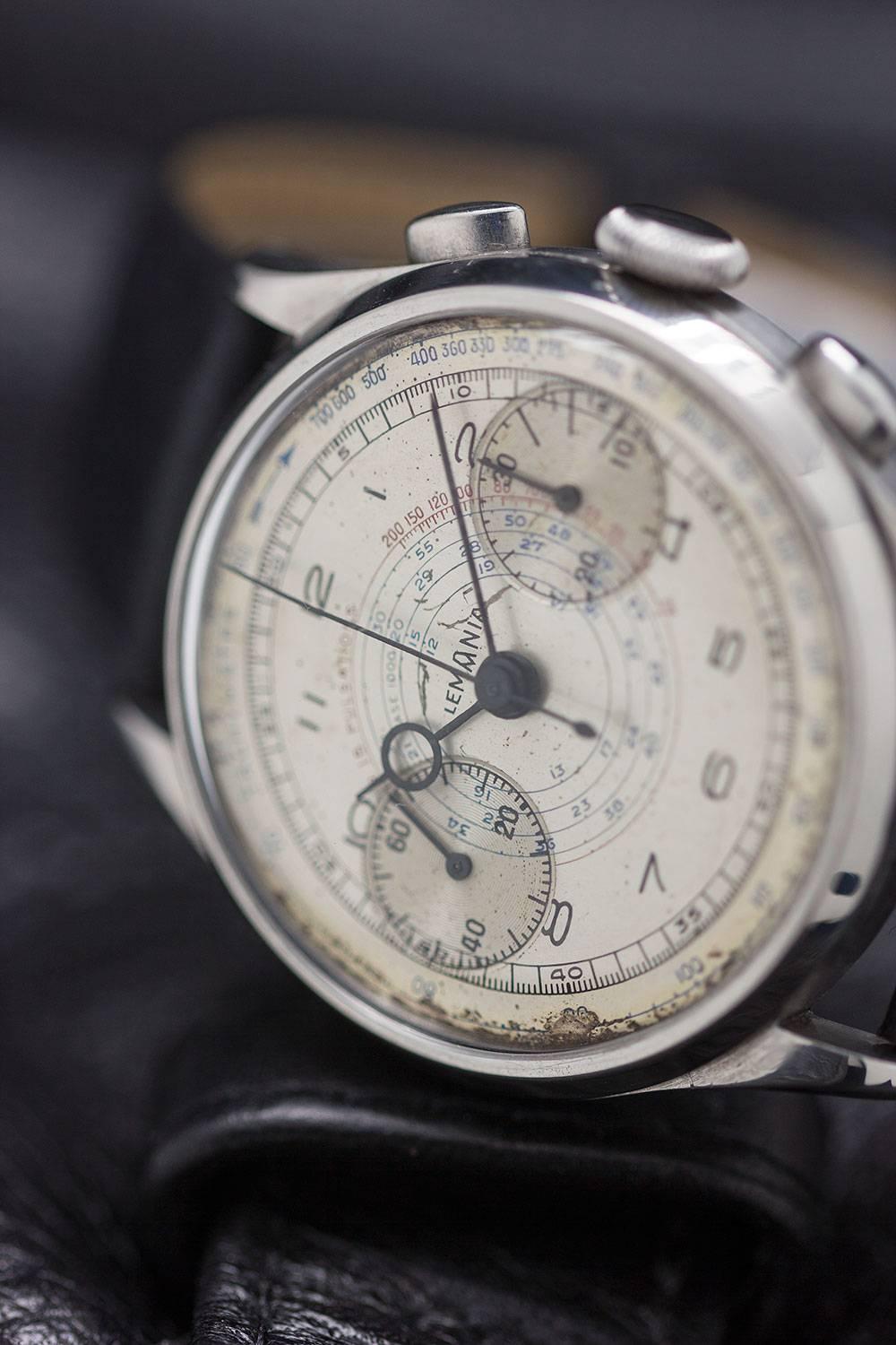 Vintage Lemania Chronograph Wristwatch circa late 1930s 1