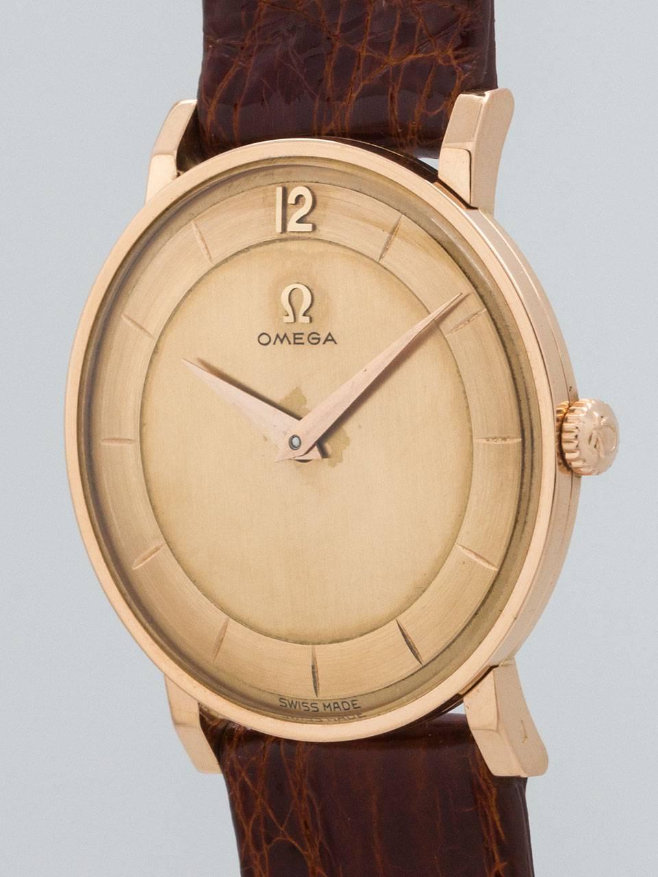 Omega Rose Gold Dress Wristwatch  In Excellent Condition For Sale In West Hollywood, CA
