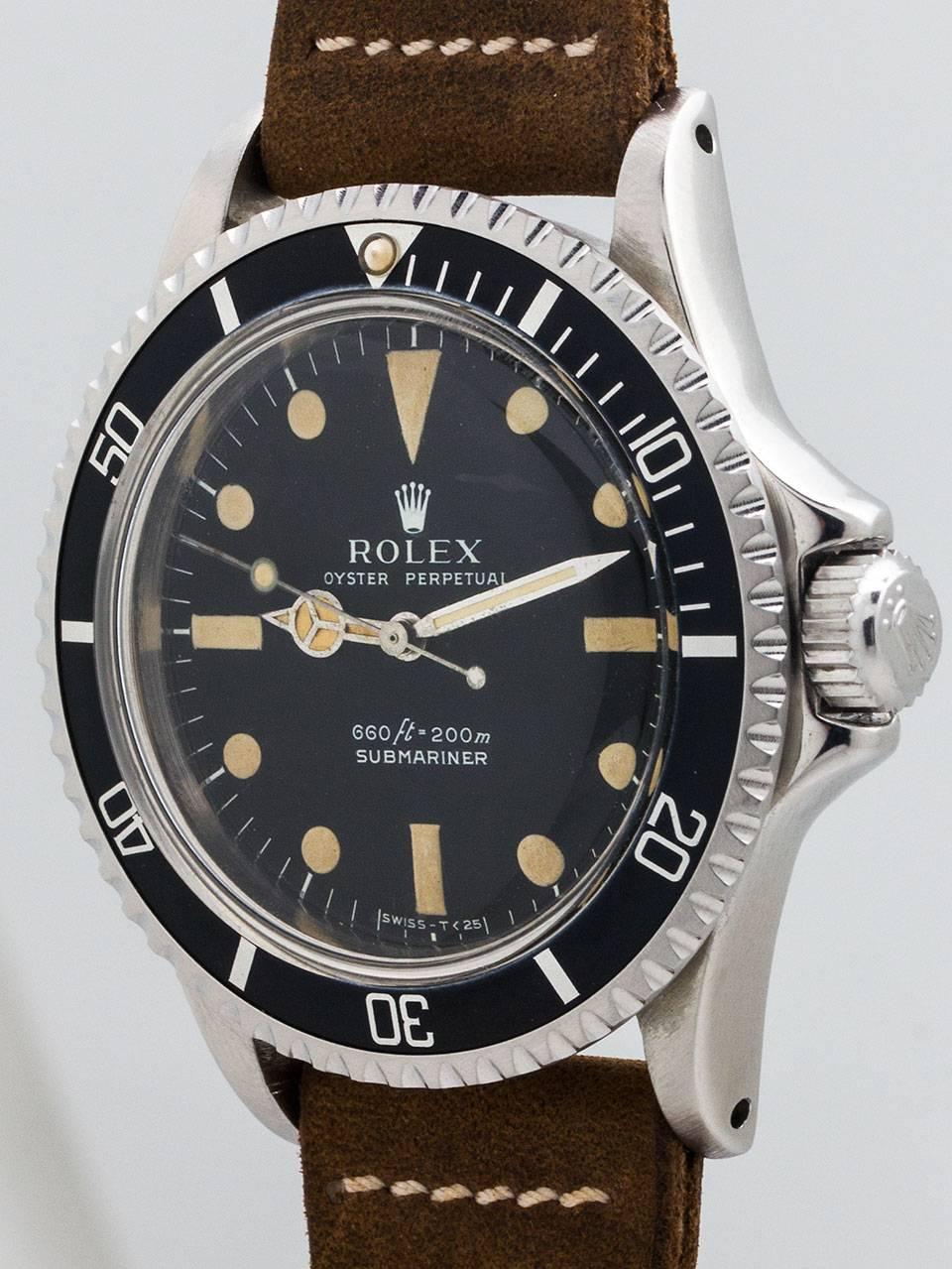 Rolex Stainless Steel Submariner Wristwatch Ref 5513 circa 1974 In Excellent Condition In West Hollywood, CA
