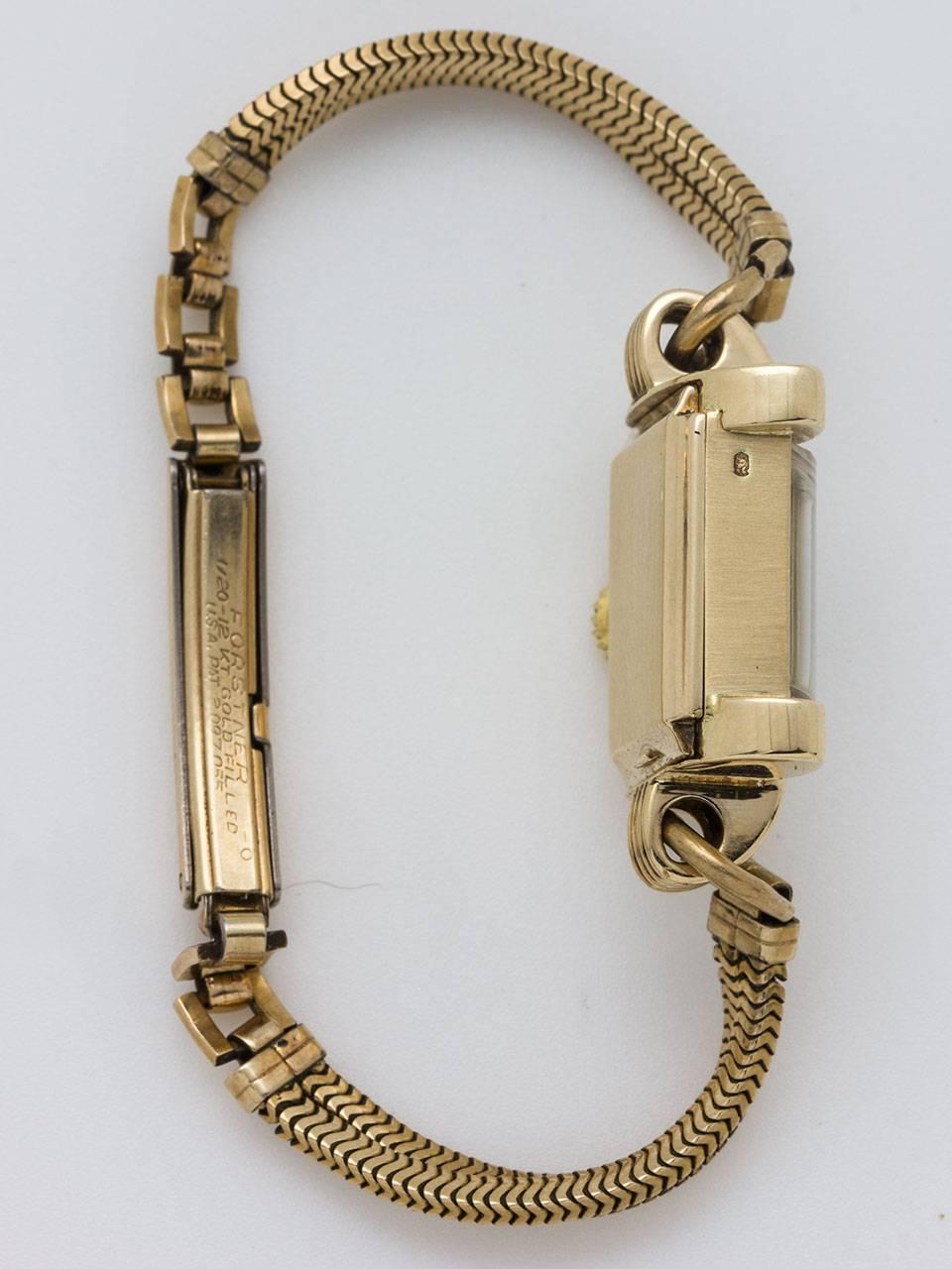 Omega Lady's Yellow Gold Retro Wristwatch circa 1946 In Good Condition In West Hollywood, CA