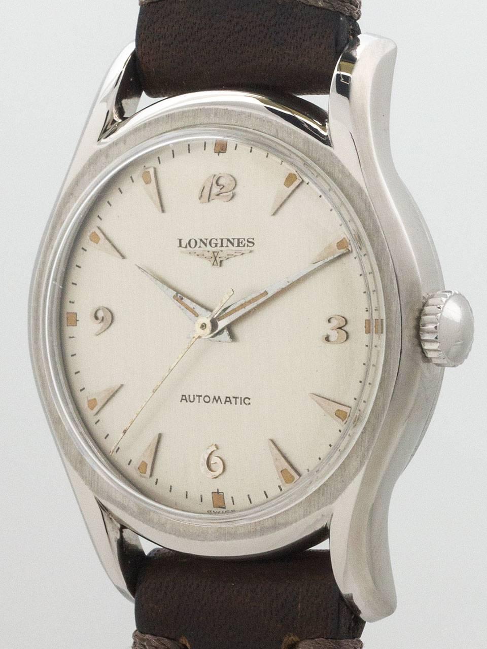 Longines Stainless Steel Automatic Wristwatch In Excellent Condition In West Hollywood, CA