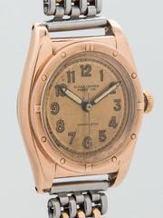 Rolex Rose Gold Stainless Steel Bubbleback Tropical Model Wristwatch 1943-44