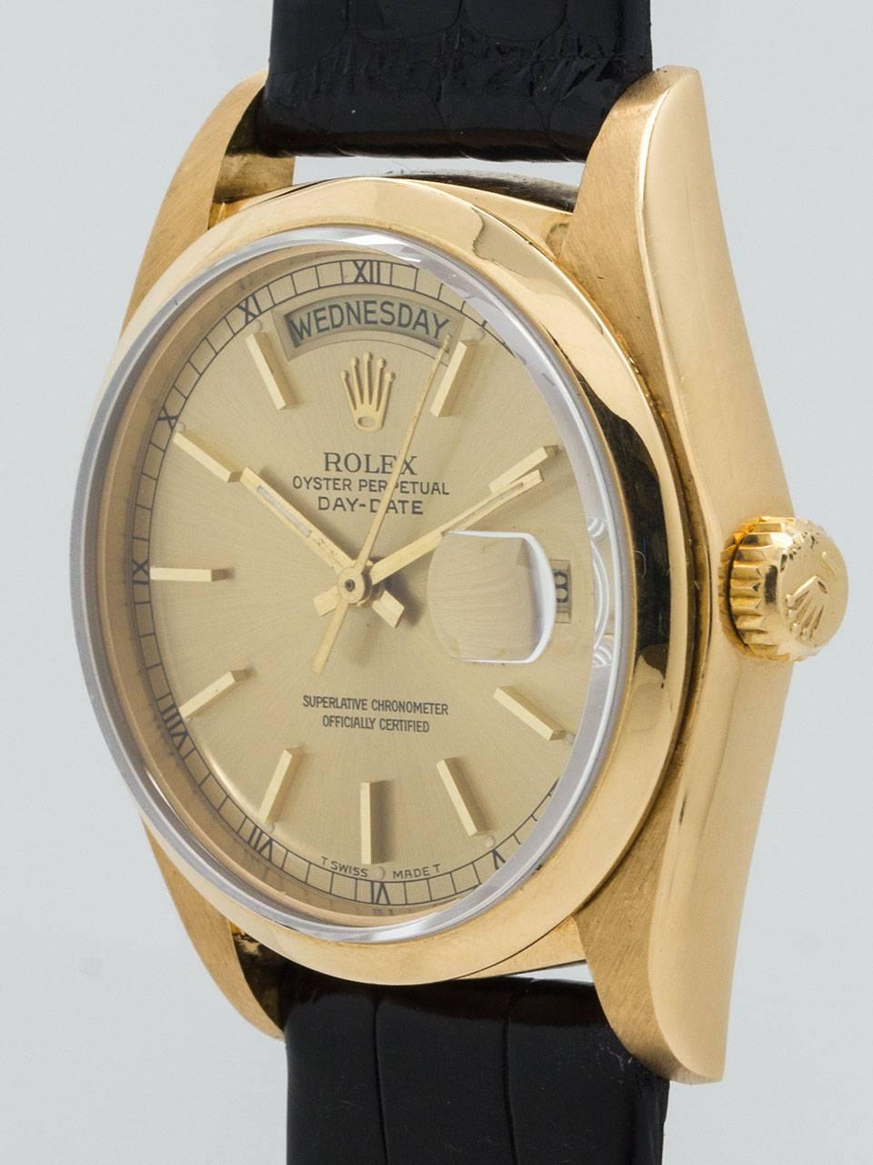 Rolex Yellow Gold Day Date Wristwatch Ref 1803 1978-79 In Excellent Condition In West Hollywood, CA