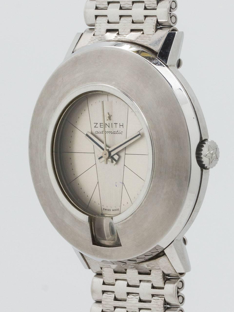 Zenith Stainless Steel Automatic Wristwatch  In Excellent Condition For Sale In West Hollywood, CA