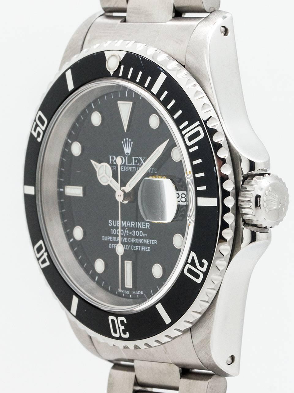 Rolex Stainless Steel Submariner Wristwatch Ref 16610 1998 In Excellent Condition In West Hollywood, CA