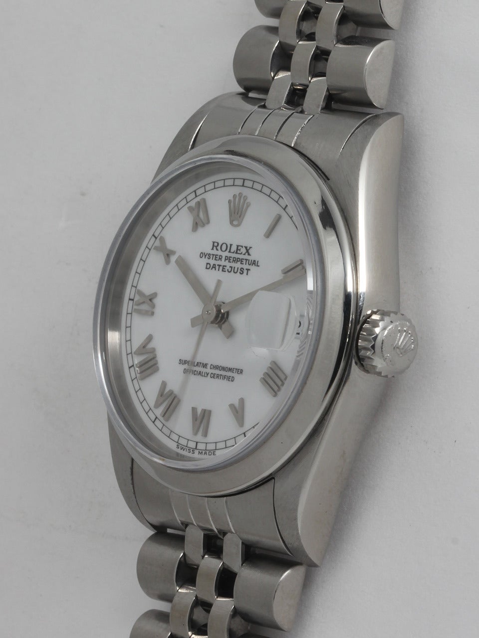Rolex Stainless Steel Midsize Datejust Wristwatch Ref 68240 In Excellent Condition In West Hollywood, CA