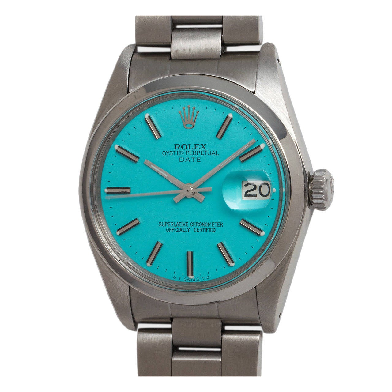 Rolex Stainless Steel Perpetual Date Custom Dial Wristwatch Ref 1500