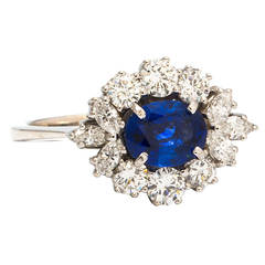 1960s Sapphire Diamond White Gold Cocktail Ring 4