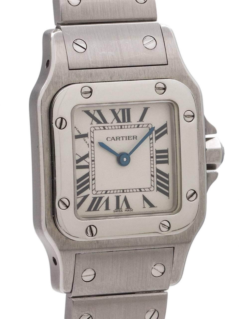 Cartier Ladies Stainless Steel Santos Galbe Quartz Wristwatch, circa 2000s In Excellent Condition In West Hollywood, CA