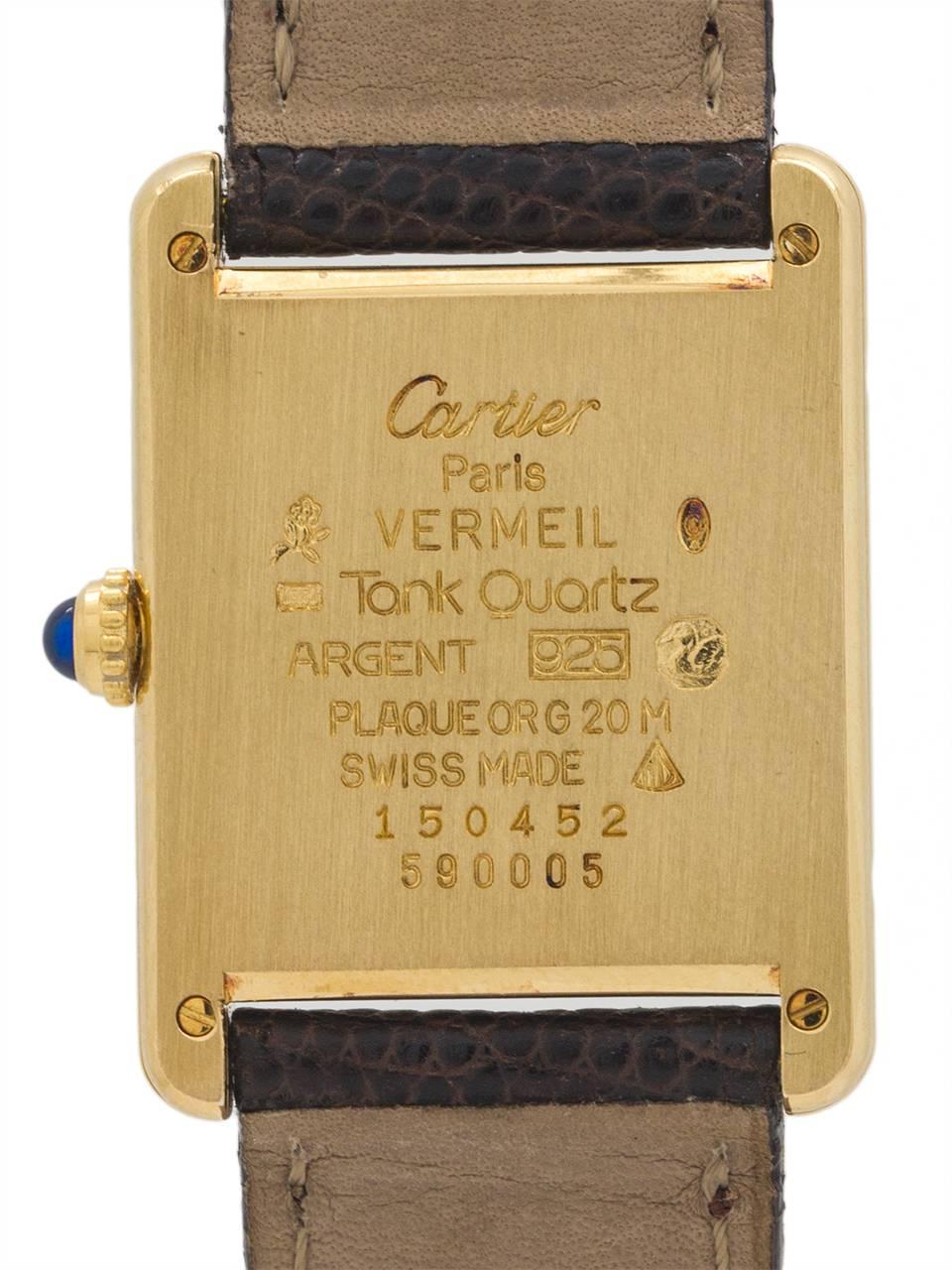 Men's Cartier Vermeil Tank Louis Quartz Wristwatch , circa 1990s