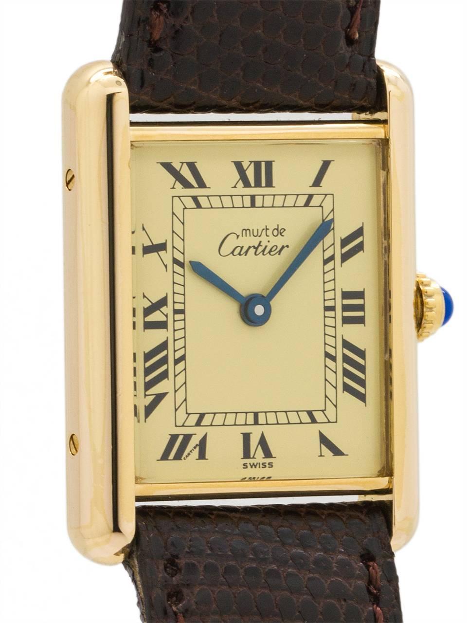 Cartier Vermeil Tank Louis Quartz Wristwatch , circa 1990s In Excellent Condition In West Hollywood, CA