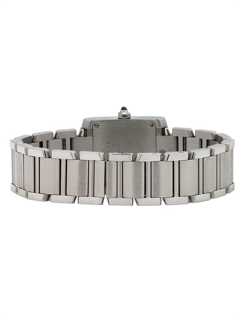 Cartier Ladies Stainless Steel Tank Francaise Quartz Wristwatch, circa