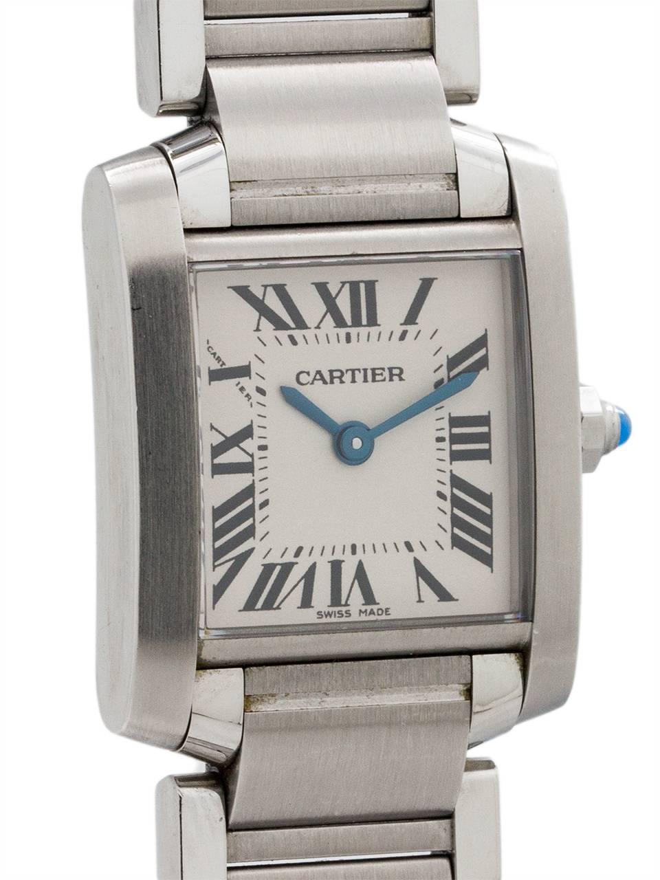 Cartier Ladies Stainless Steel Tank Francaise Quartz Wristwatch, circa 2000s In Excellent Condition In West Hollywood, CA