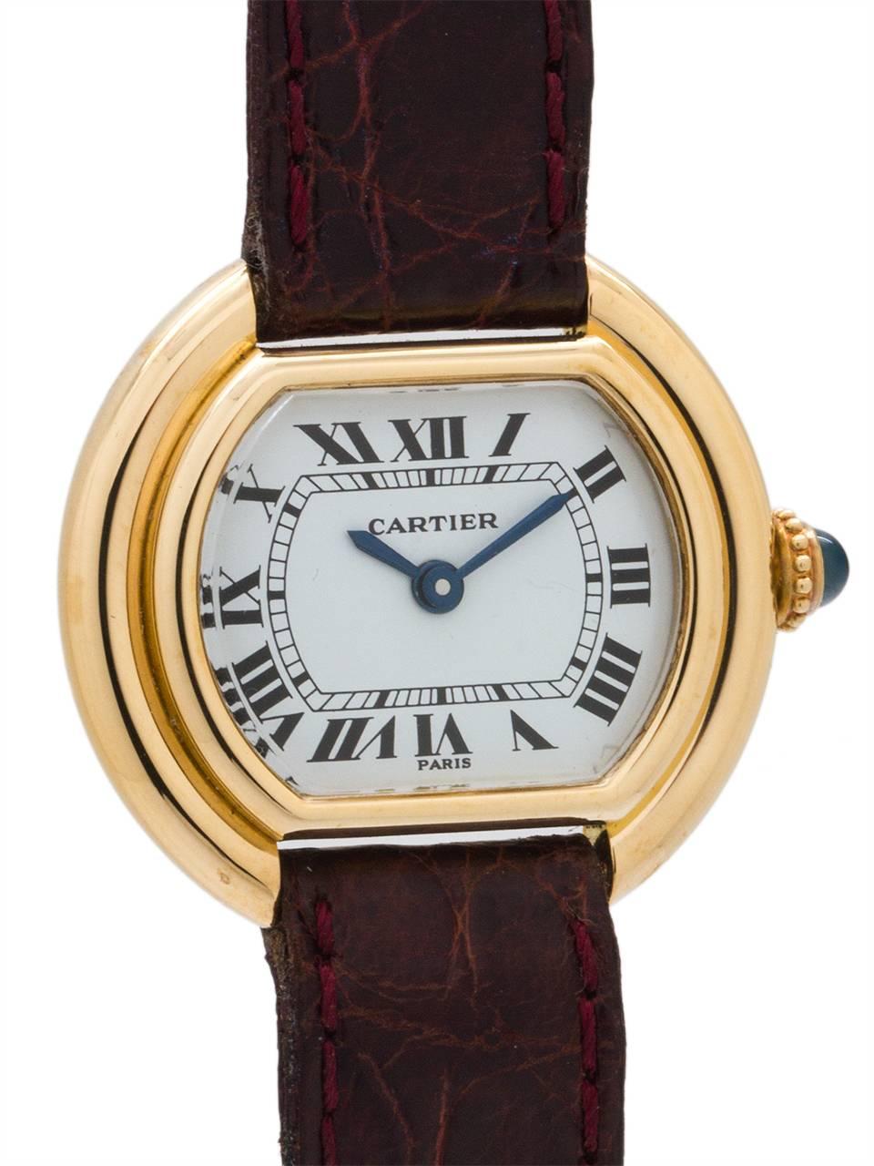 Cartier Ladies Yellow Gold Vendome Manual Wristwatch, circa 1970s In Excellent Condition For Sale In West Hollywood, CA