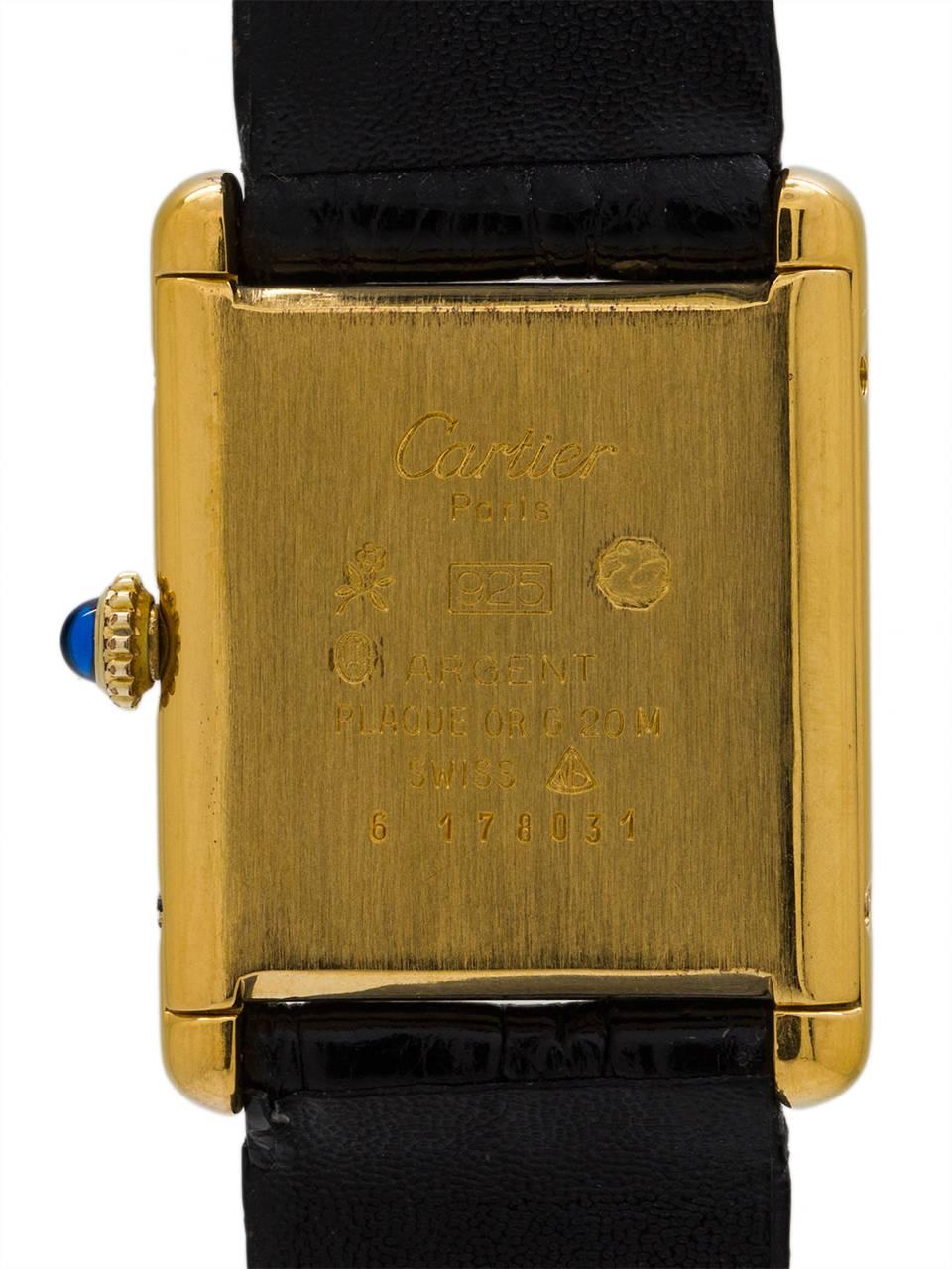 Women's Cartier Vermeil Must de Cartier Sweet Cream Dial Manual Wristwatch, circa 1970s