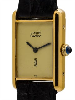 Cartier Vermeil Must de Cartier Sweet Cream Dial Manual Wristwatch, circa 1970s
